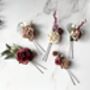Burgundy, Rose Taupe And White Flower Hair Pins, thumbnail 6 of 6