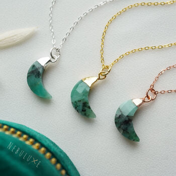 Emerald May Birthstone Moon Necklace, 5 of 11