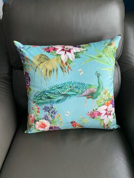 Luxury Velvet Peacock Cushion, 4 of 5