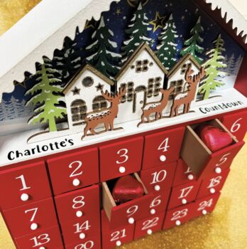 Resusable Wooden Advent Calendar With LED Lights, 2 of 8