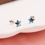 Tiny Crystal Star Stud Earrings In Sterling Silver, thumbnail 1 of 8