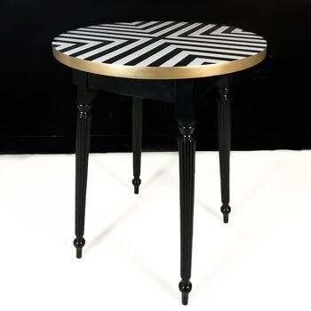 Side Table With Black And White Geometric Design, 5 of 5