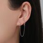 Cz Huggie Hoop Earrings With A Linking Chain, thumbnail 1 of 12