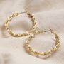 Large Twisted Gold Plated Pearl Hoop Earrings, thumbnail 2 of 3
