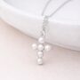 Tiny Personalised Sterling Silver Pearl Cross Necklace, thumbnail 1 of 7