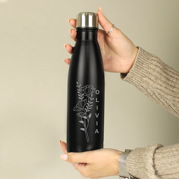 Personalised Floral Black Insulated Bottle, 7 of 7