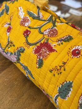Block Print Washbag, Make Up Pouch, Travel Kit, 7 of 12