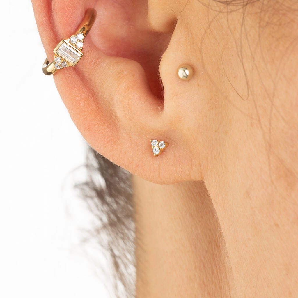Gold Tiny Flower Small Diamond Stud Earring  Tejaani Jeweller