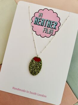 Olive Charm Necklace / Martini Lover Gift / Foodie Statement Necklace/ Italian Summer Aesthetic/ Cocktail Inspired Accessory, 4 of 5