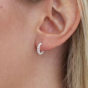 Gold Plated Or Sterling Silver Chain Mini Hoop Earrings, 2 of 6