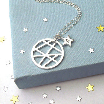 Sterling Silver Geometric Moon Necklace, 9 of 12