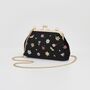 Floral Ditsy Embroidered Black Velvet Clutch Bag, thumbnail 2 of 5