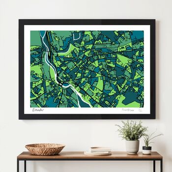 Personalised Exeter Art Map Gift | Hand Drawn Exeter Wall Art | Contemporary City Map, 5 of 6