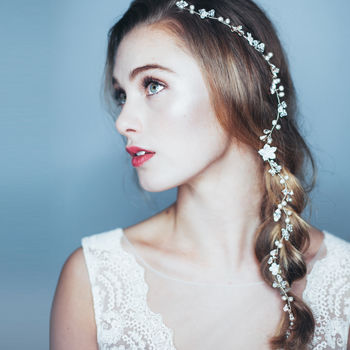 Crystal And Pearl Wedding Hair Vine 'April', 2 of 3