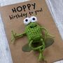 Frog Hoppy Birthday Crochet Birthday Card Handmade, thumbnail 10 of 12