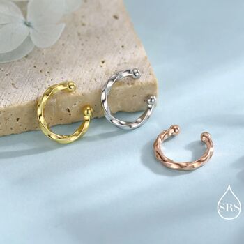 Minimalist Twist Sterling Silver Ear Cuff, 5 of 10
