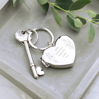 Personalised Floral Heart Photo Frame Keyring, 2 of 9