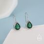 Emerald Green Droplet Drop Hook Earrings In Sterling Silver, thumbnail 1 of 11