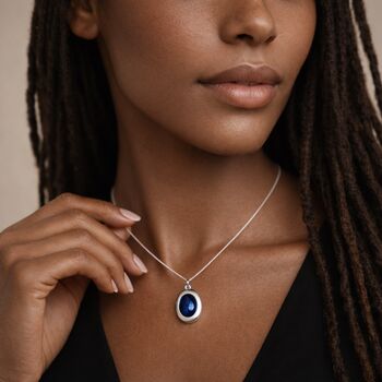 Personalised Sterling Silver Night Sky Goldstone Gemstone Locket Necklace With Photos, 3 of 9