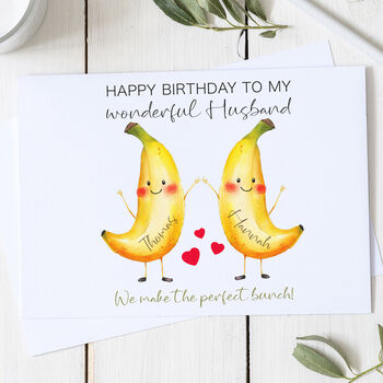 Personalised Happy Birthday Husband Banana Birthday Card, 2 of 2