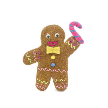Handmade Felt Groovy Gingerbread Man Topper, 2 of 3