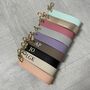 Personalised Saffiano Leather Wristlet Strap Handle Key Ring Chains, thumbnail 2 of 6