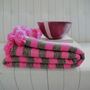 Pure Wool Fuschia Throw With Pompom, thumbnail 2 of 5