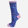 Llama Leopard Print Women's Bamboo Socks Gift Box, thumbnail 4 of 4