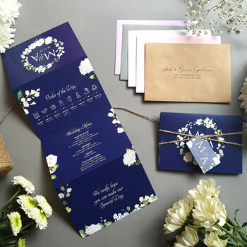Blue And White Floral Wedding Invitations Sample, 3 of 4