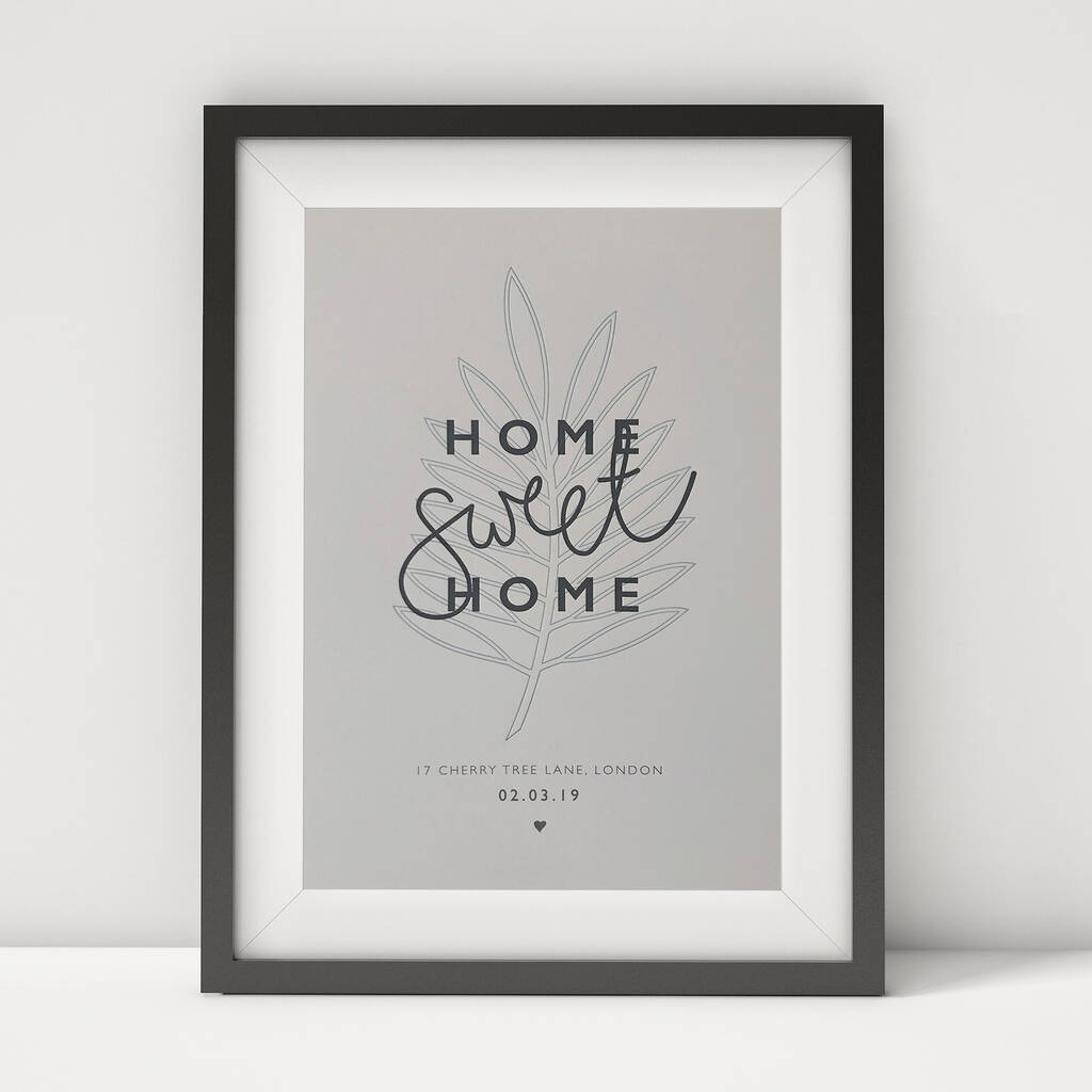 Personalised Home Letterpress Palm Print Grey, 1 of 3