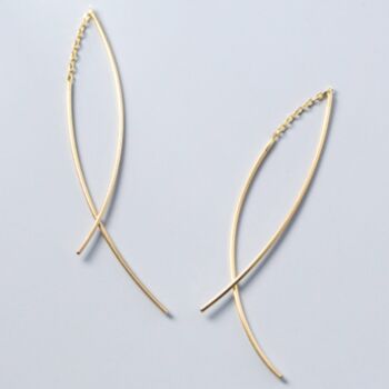 Sterling Silver Bar Dangle Threader Earrings, 4 of 4