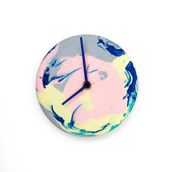 Lilac And Neon Marbled Jesmonite Wall Clock, 3 of 6