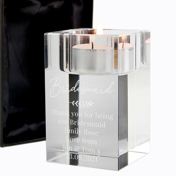 Personalised Leaf Glass Tea Light Holder, 7 of 8