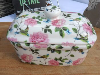 Lidded Butterdish In Exotic Bird Of Paradise Design, 3 of 12