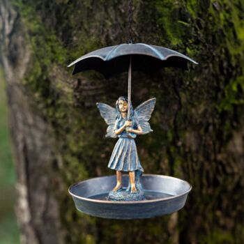Hanging Bird Feeder Fairy With Umbrella Bird Bath Decor, 6 of 11