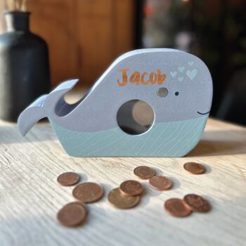 Personalised Whale Moneybox, 2 of 3