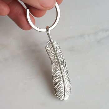 Personalised Sterling Silver Feather And Tag Keyring, 6 of 11