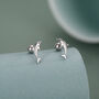 Sterling Silver Dolphin 18 G Screw Back Earrings With Ball Backs, thumbnail 4 of 11