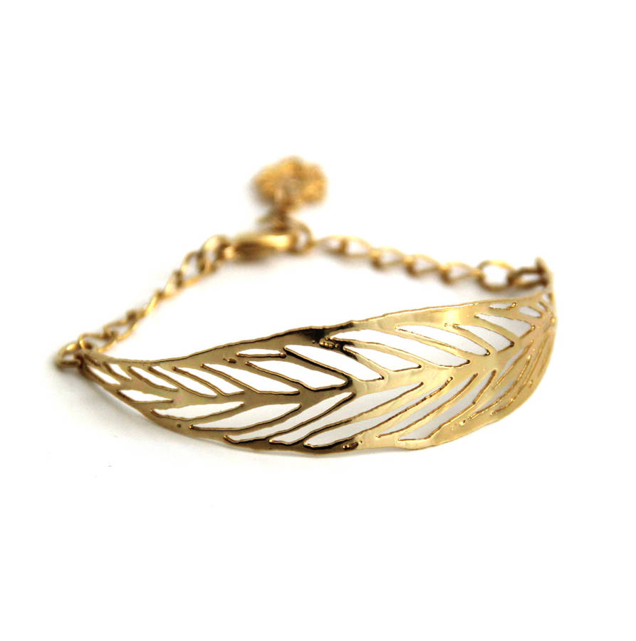 Gold Or Silver Leaf Bracelet By Apache Rose London Gold Or Silver Leaf Bracelet