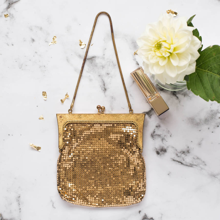 Vintage Gold Chain Mail Evening Purse By Iamia