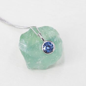 Tanzanite Blue Cz Bubble Pendant Necklace In Sterling Silver, 4 of 9