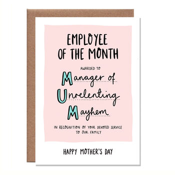 Employee Of The Month Mother's Day Card, 2 of 2