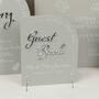 Modern Arch Sign Our Guest Book Wedding Acrylic Sign, thumbnail 5 of 6