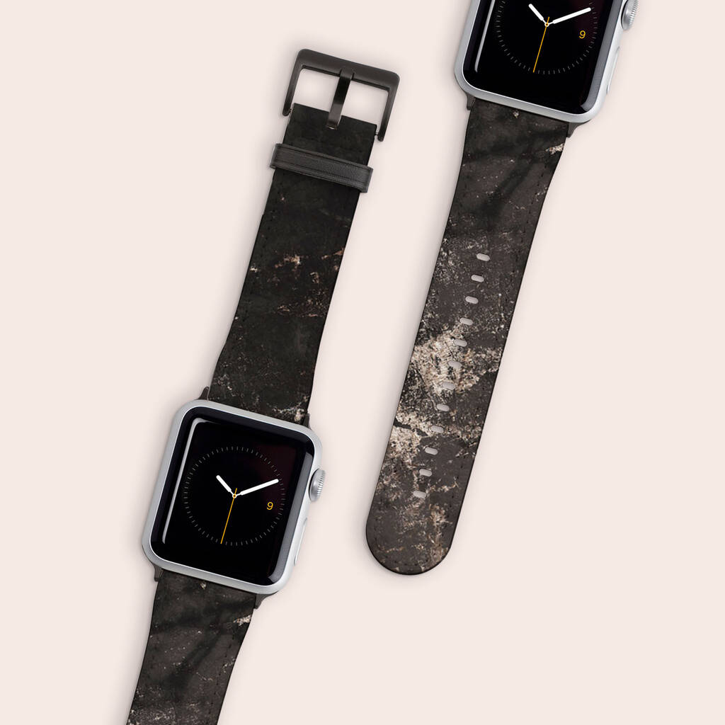 Black Marble Vegan Leather Apple Watch Band, 1 of 7