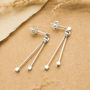 Sterling Silver Delicate Cube And Bar Stud Earrings, thumbnail 2 of 4