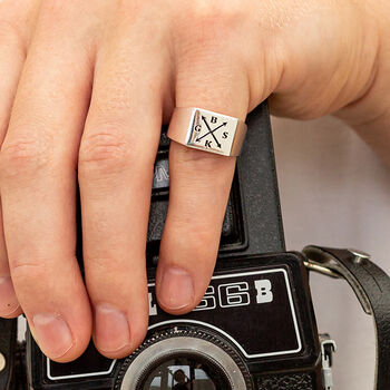 Family Initials Large Square Personalised Signet Ring, 2 of 10