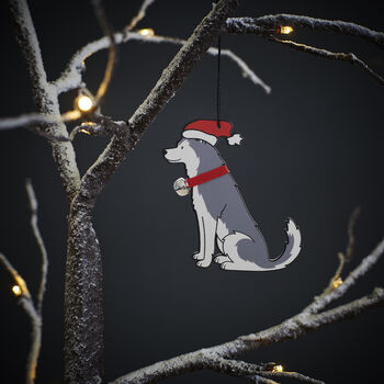 Husky / Malamute Dog Christmas Tree Decoration Personalisation Available, 3 of 5