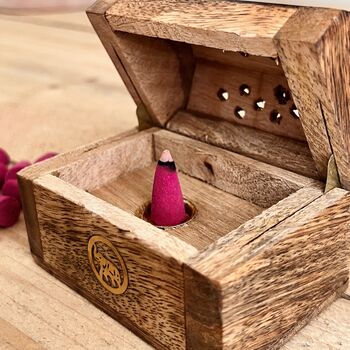 Wooden Incense Cone Box Ash Catcher Incense Burner, 3 of 6