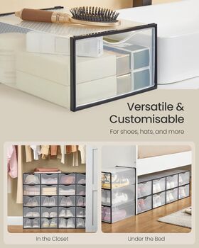 Clear Shoe Boxes Set Of Twelve Organisers, 3 of 6