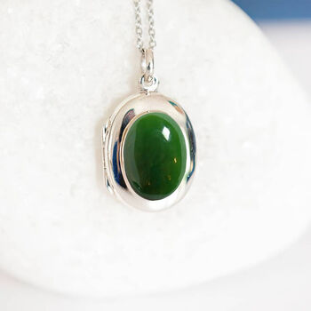 Personalised Sterling Silver Nephrite Jade Locket, 2 of 12